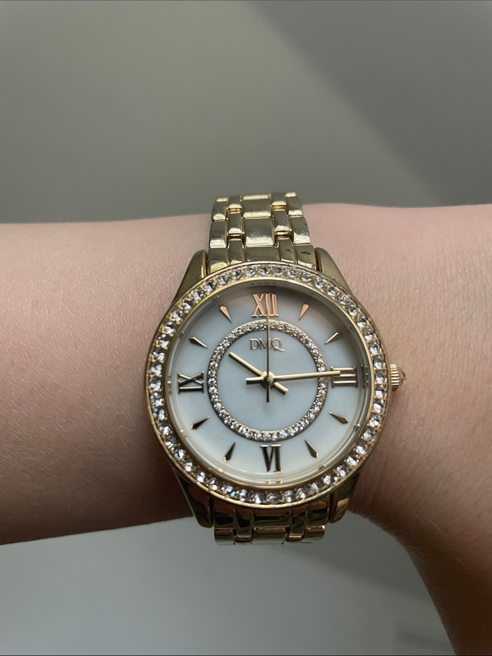 DMQ CZ Goldtone watch